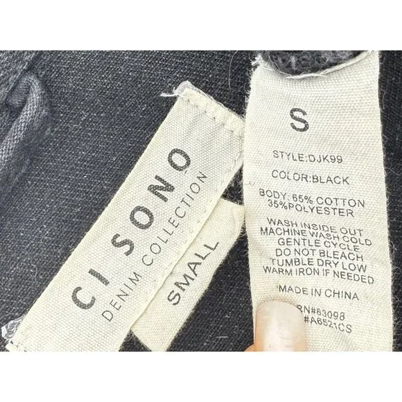 Cisono Black Distressed Button Front Jean Denim Jacket EMO Punk Steampunk Casual - Picture 10 of 10